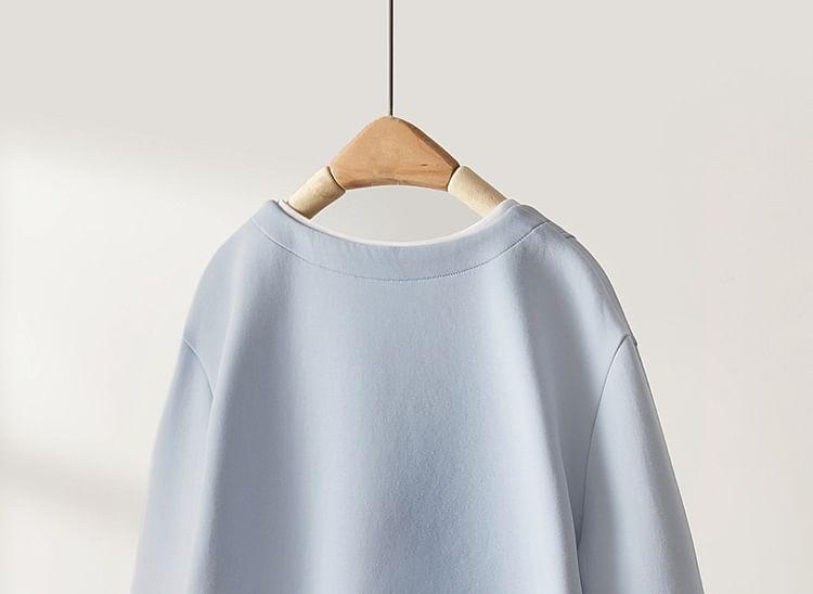Crew Neck Plain Oversized Pullover Product Image