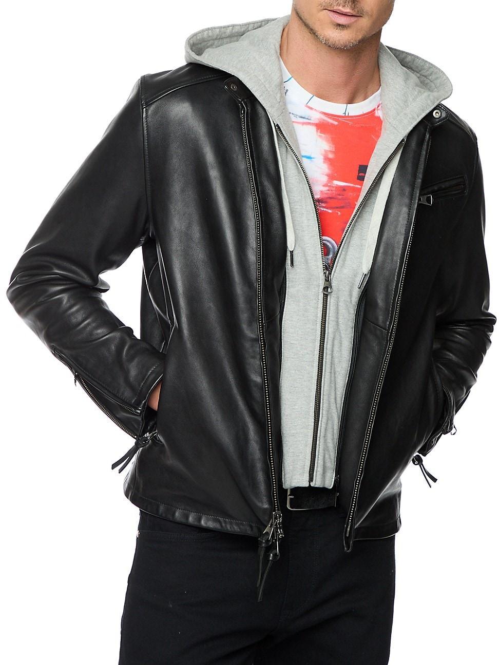 Mens Leather Moto Jacket Product Image