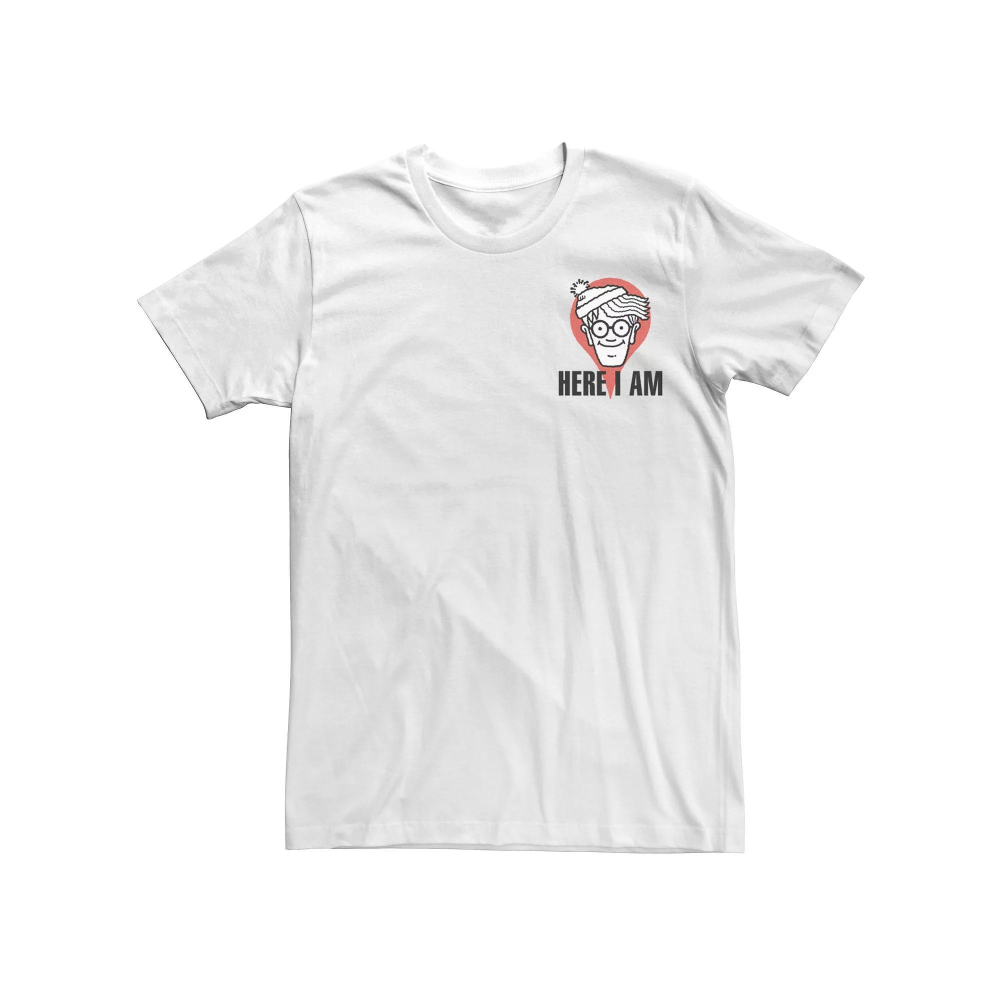 Men's Where?s Waldo Here I Am Left Chest Logo Tee, Size: Large, White Product Image