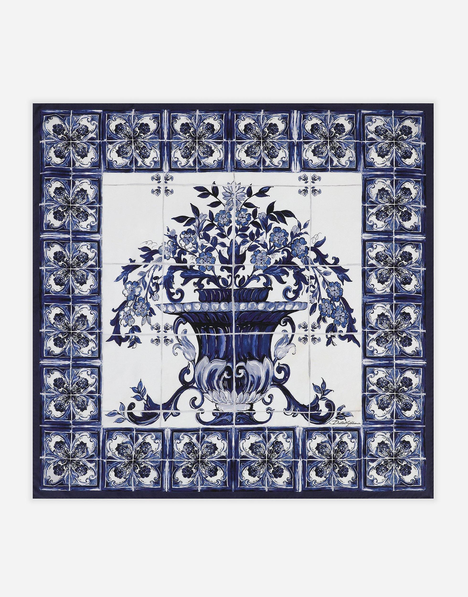 DOLCE & GABBANA Majolica-print Silk Twill Foulard (90x90) In Multicolor Product Image