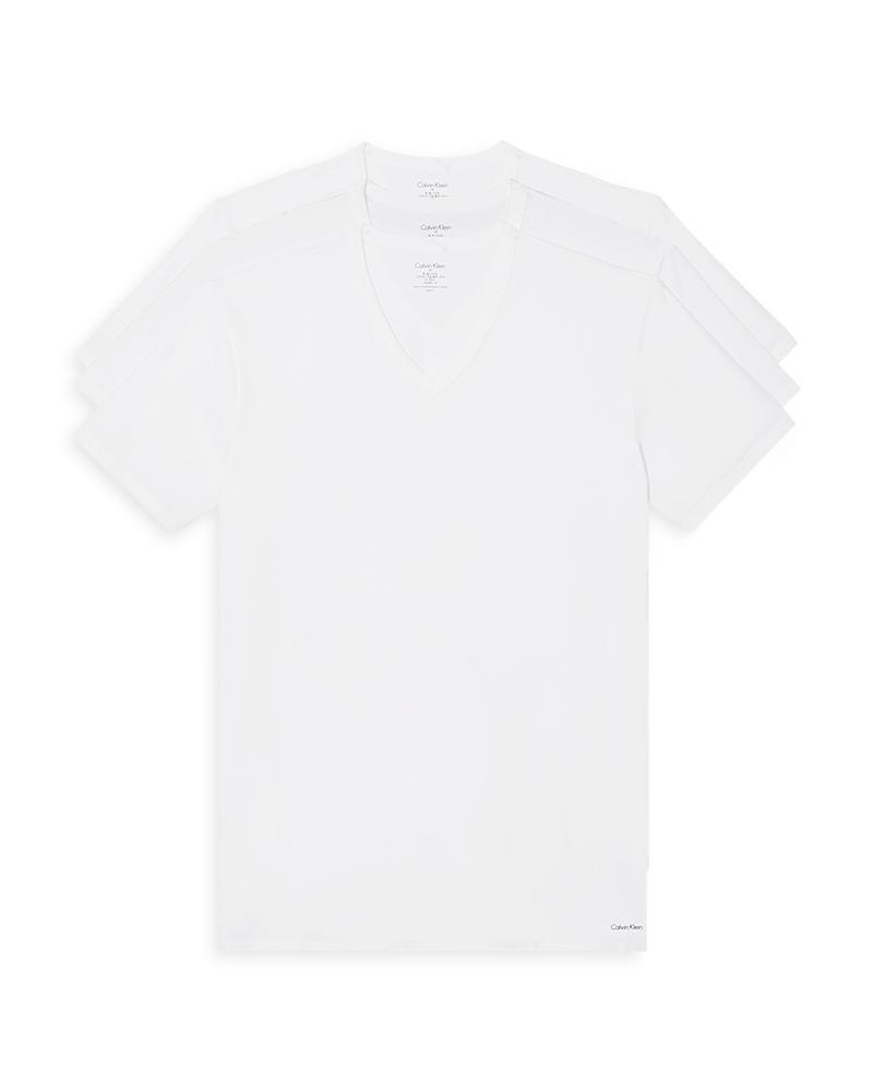 Calvin Klein Cotton Stretch Moisture Wicking V Neck Tees, Pack of 3 Product Image