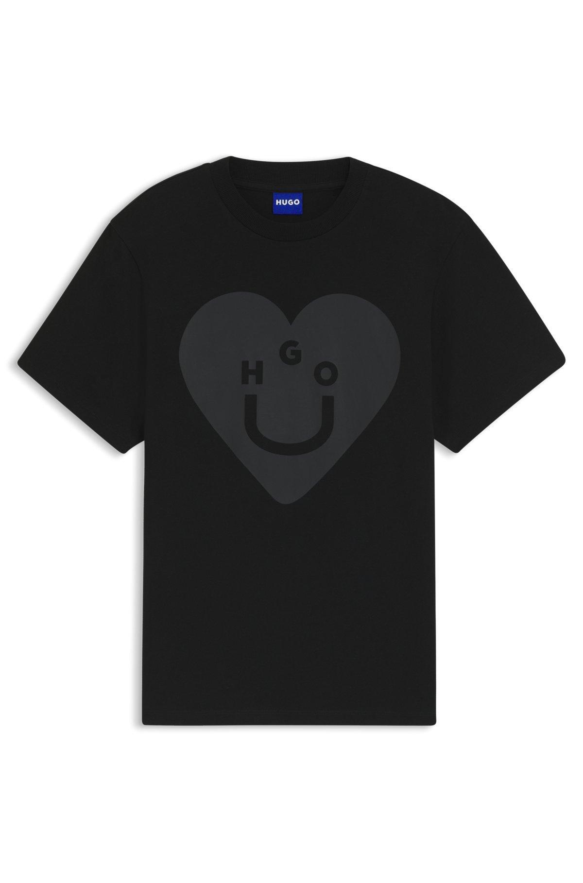 HUGO - Cotton-jersey T-shirt with collection graphic - Black Product Image
