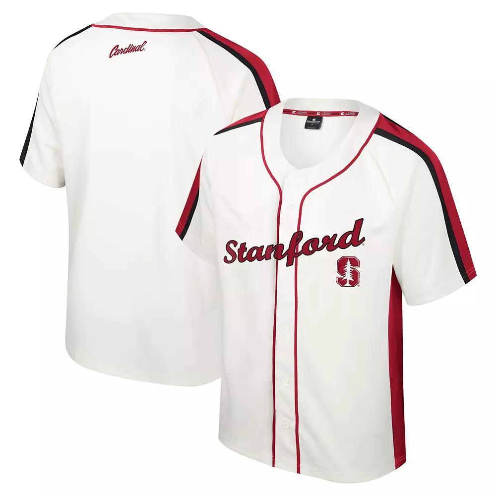 Men's Colosseum Cream Stanford Cardinal Ruth Button-Up Baseball Jersey, Size: XL, Beige Product Image