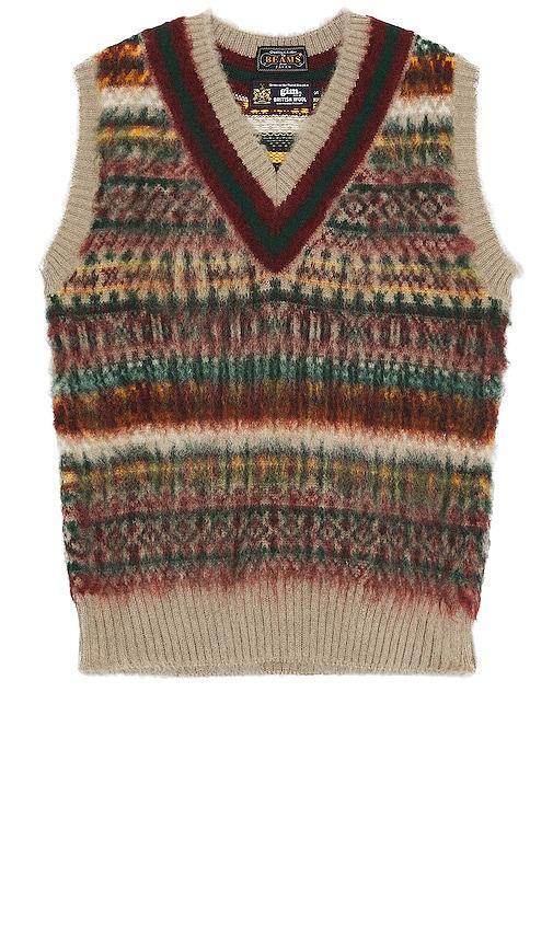 Beams Plus Beams Plus  Gim Cricket Fair Isle Vest British Wool 5g in Brown Product Image