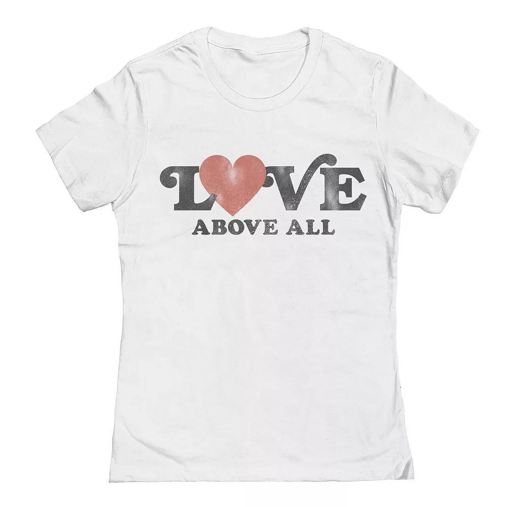 Junior's Love Above All Valentine's Day Graphic Tee, Women's, Size: Medium, White Product Image