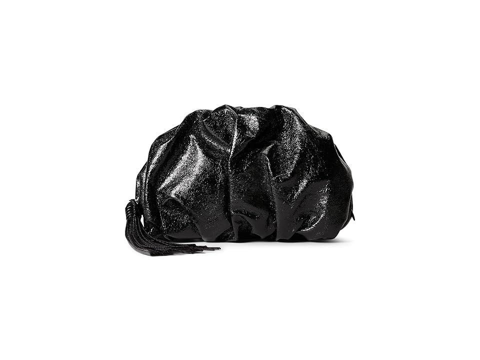 Ruched Zip Faux-Leather Clutch Bag Product Image