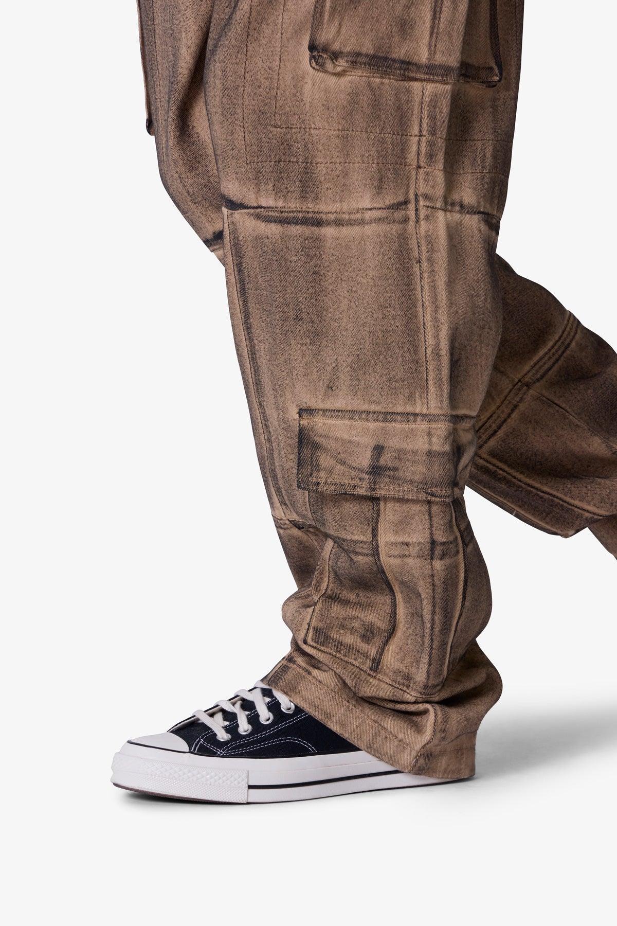 Ultra Baggy Burnt Down Cargo Pants - Cream Product Image