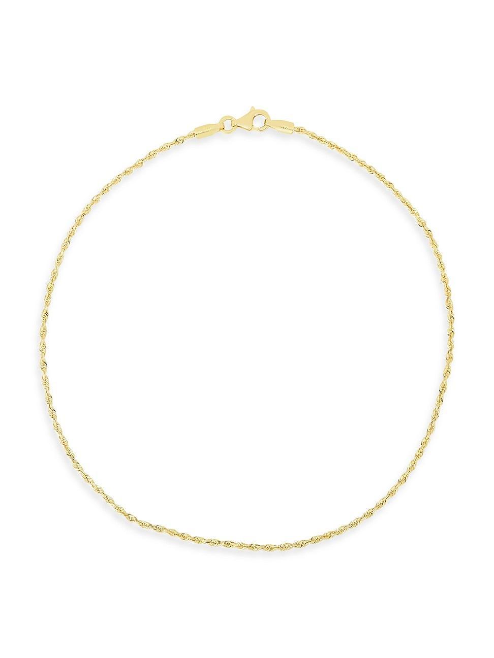 Womens 14K Yellow Gold Rope-Chain Anklet Product Image