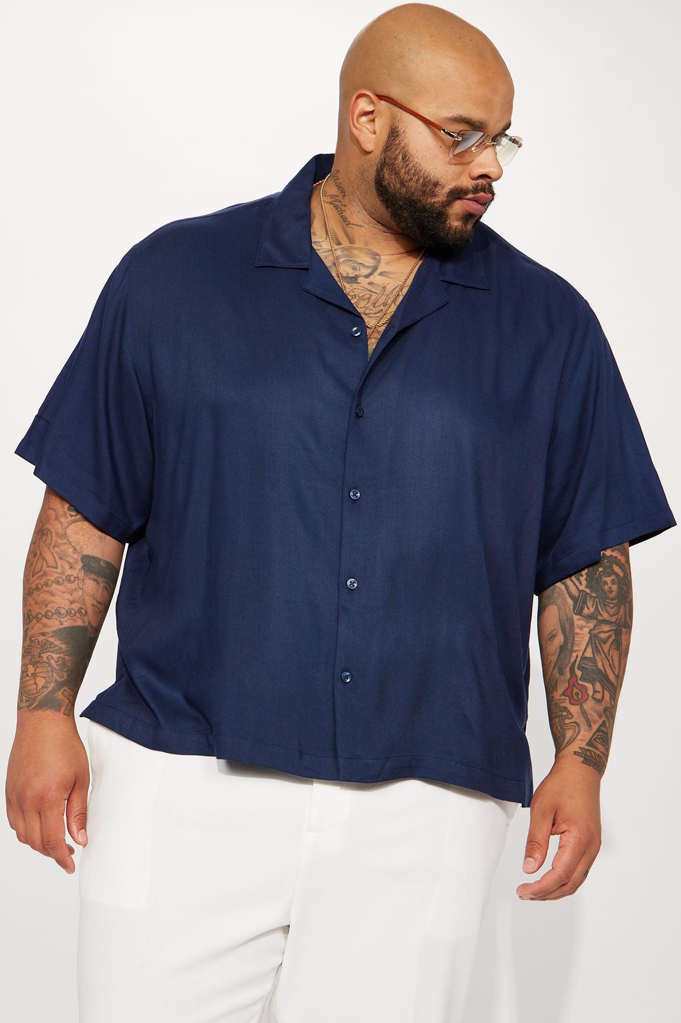 Dawson Relaxed Short Sleeve Cuban Shirt - Navy Product Image