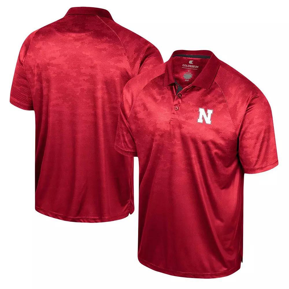 Men's Colosseum Scarlet Nebraska Huskers Honeycomb Raglan Polo, Size: Medium, Red Product Image