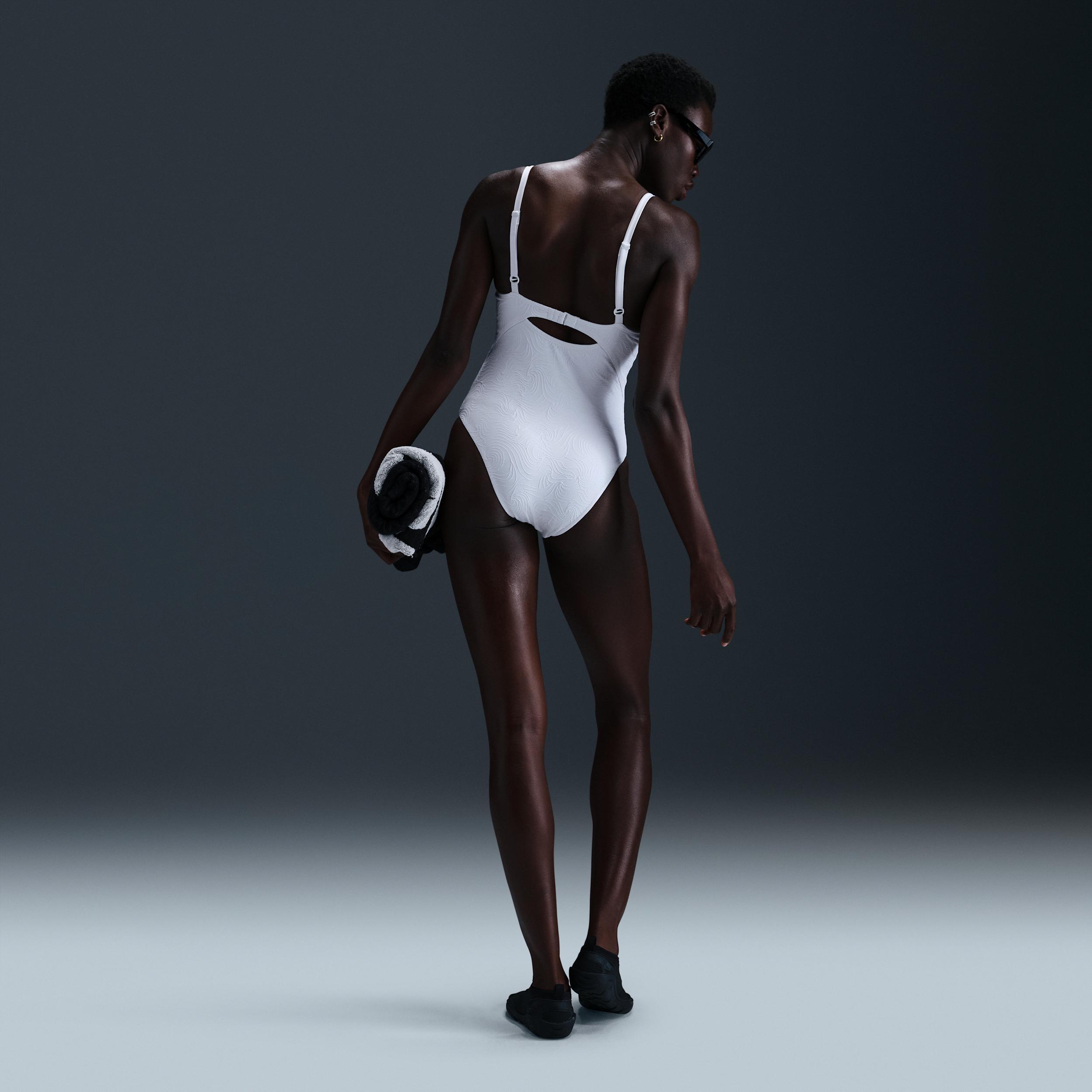 Nike Women's Swim Water Texture V-Neck One-Piece Product Image