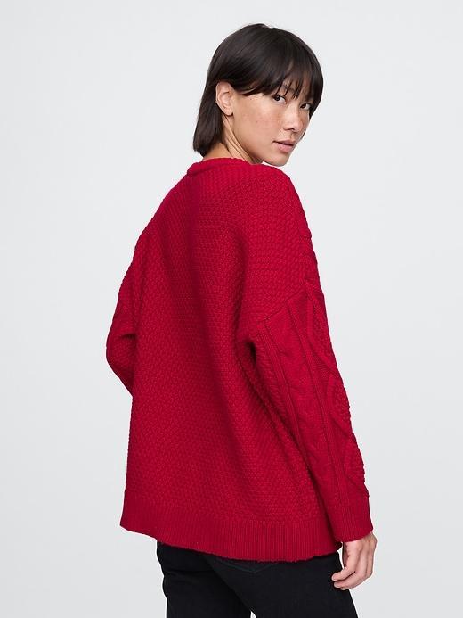 Oversized Mixed Cable-Knit Sweater Product Image