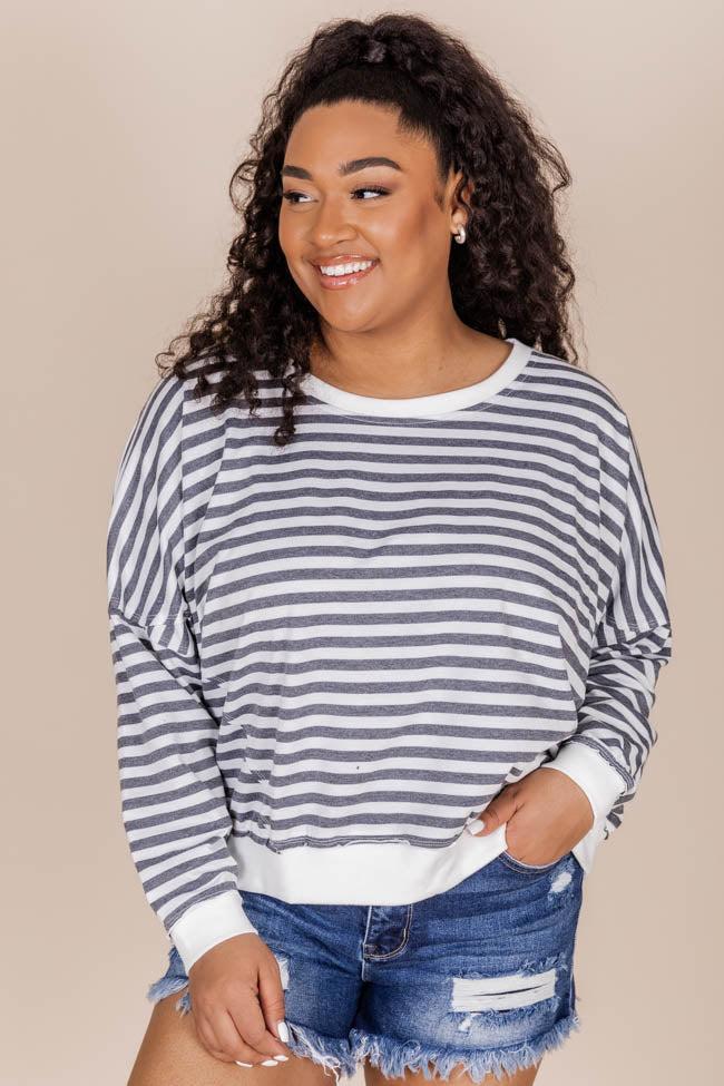 Before You Know It Black And White Striped Pullover FINAL SALE Product Image