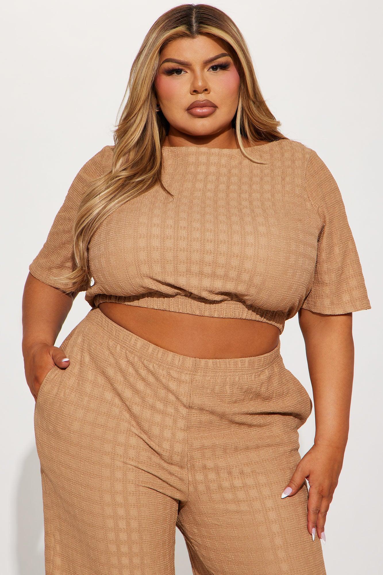 Day Plans Textured Pant Set - Taupe Product Image