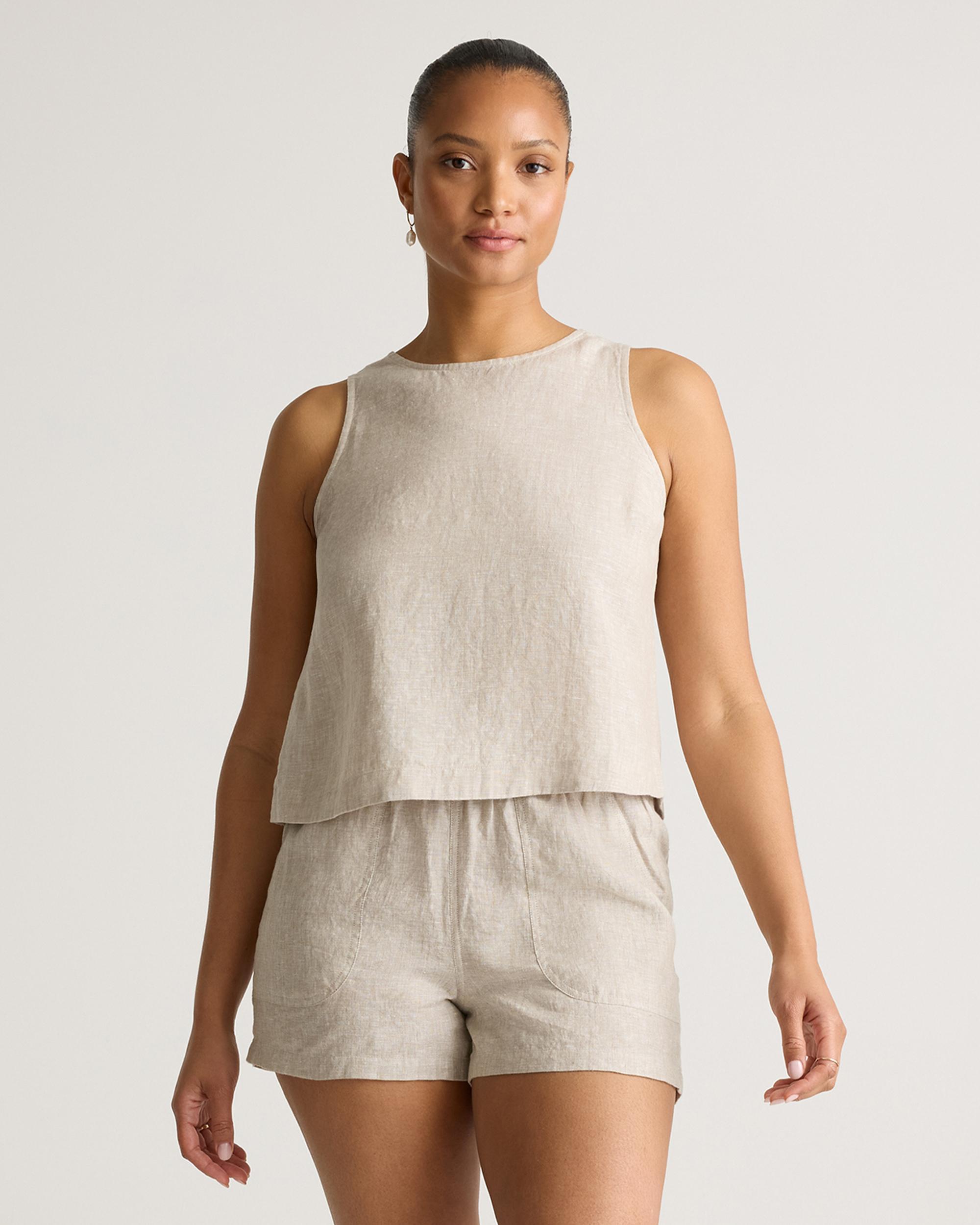 100% European Linen Cropped Tank Product Image