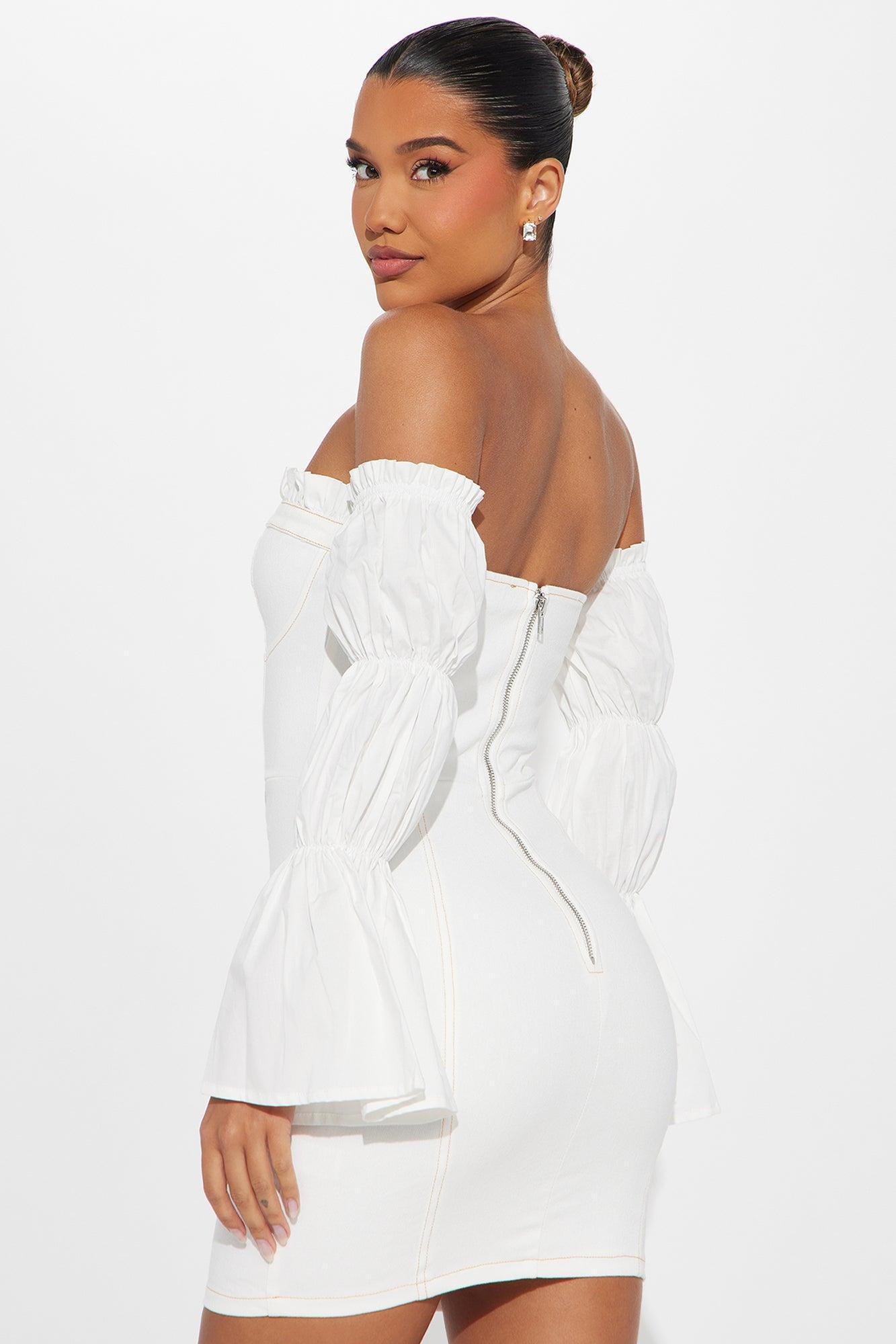 Lace-Up Lovestruck Denim Mini Dress - White Product Image