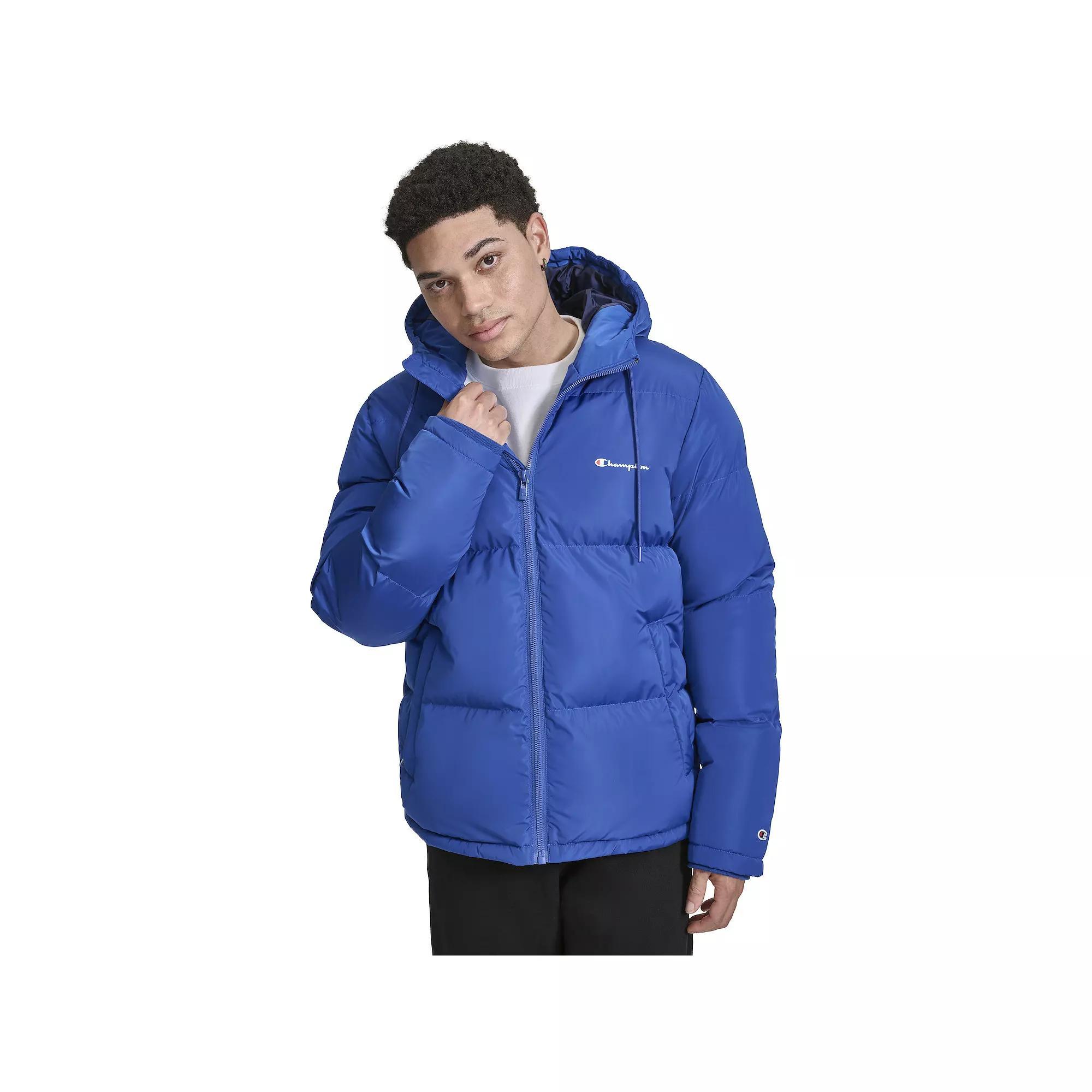 Men's Champion® Hooded Puffer Jacket, Size: XL, Orange Product Image