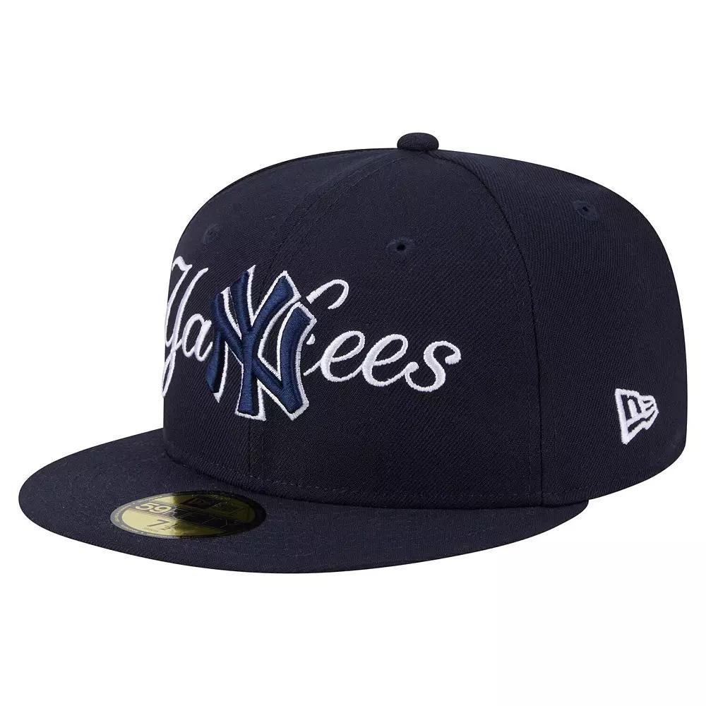 Men's New Era Navy New York Yankees Overlap 59FIFTY Fitted Hat, Size: 7 3/8, Blue Product Image