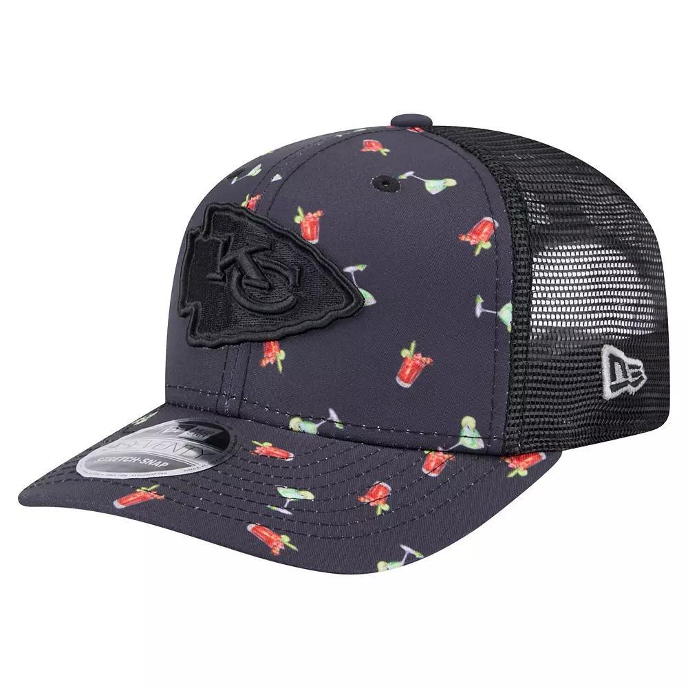 Men's New Era  Navy/Black Kansas City Chiefs Adventure Drinks Pattern 9SEVENTY Stretch-Snap Hat, Blue Product Image