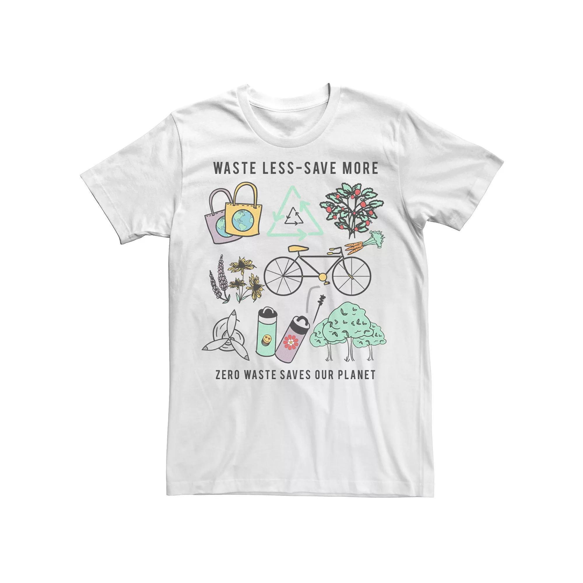 Men's Earth Day Waste Less Save More Zero Waste Saves Our Planet Tee, Size: Large, White Product Image