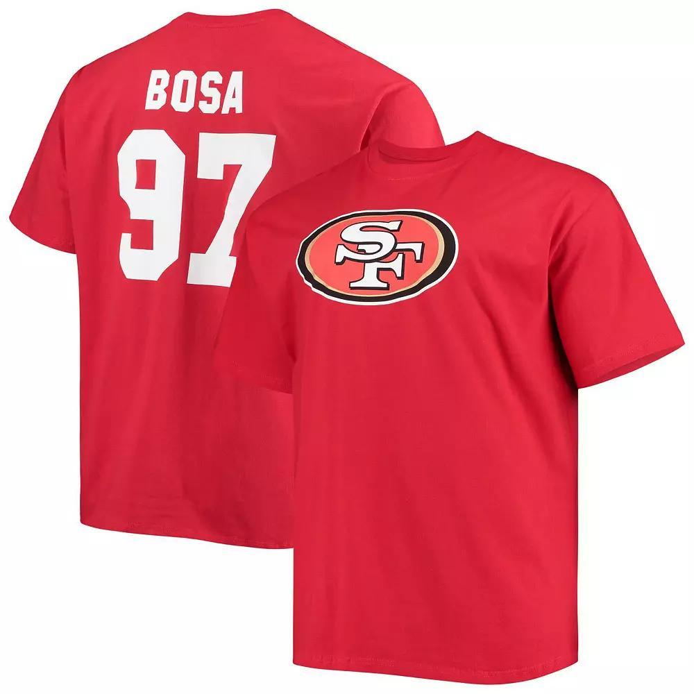 Men's Fanatics Branded Nick Bosa Scarlet San Francisco 49ers Big & Tall Player Name & Number T-Shirt, Size: XLT, Red Product Image