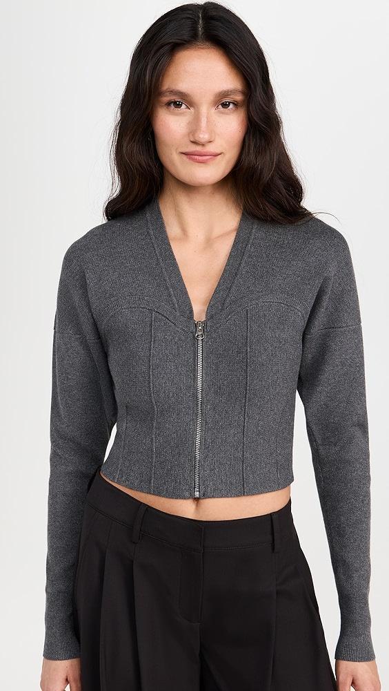 Fleur du Mal Knit Zip Bustier Cardigan | Shopbop Product Image