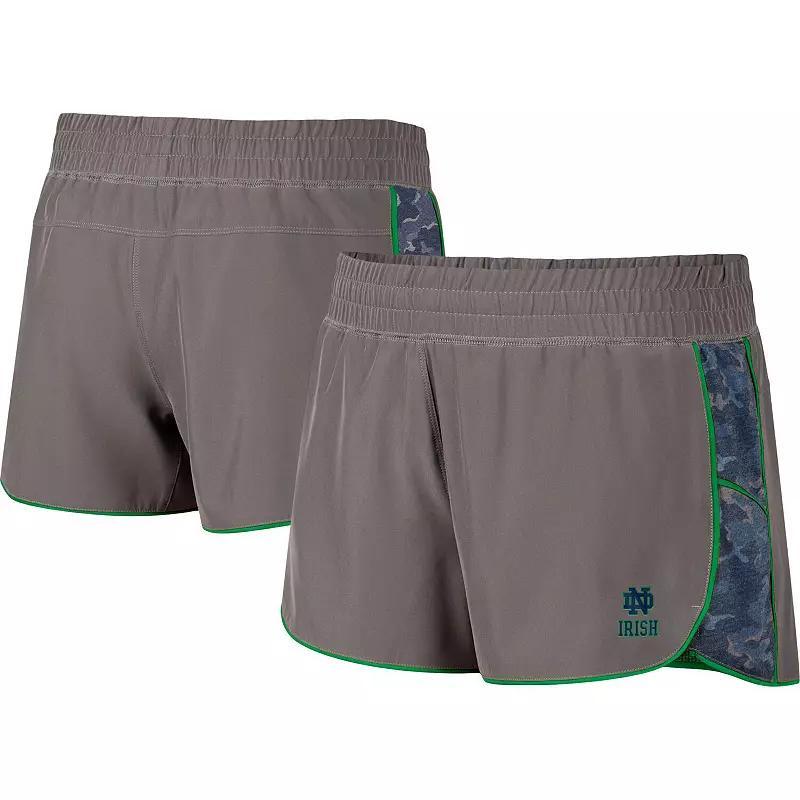 Womens Colosseum Gray/Navy Notre Dame Fighting Irish Pamela Lined Shorts Product Image
