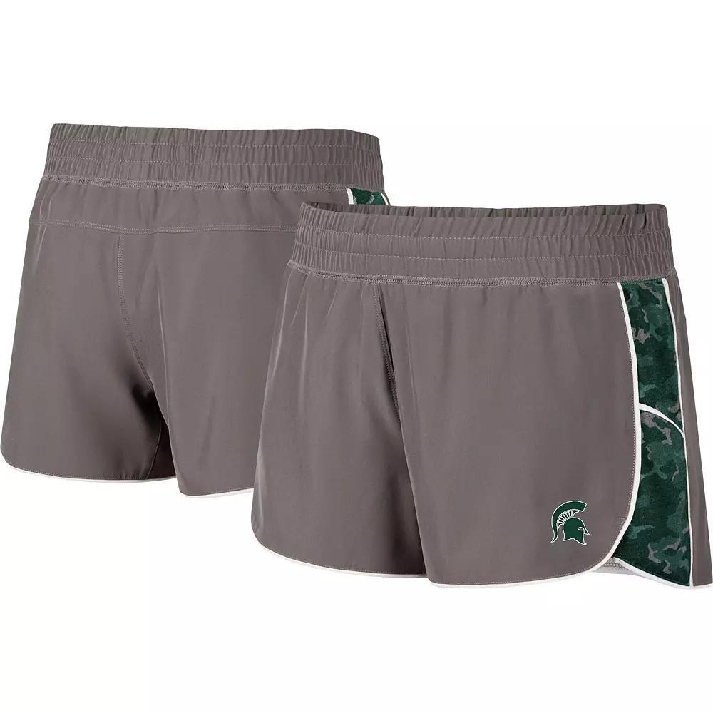 Women's Colosseum Gray/Green Michigan State Spartans Pamela Lined Shorts, Size: Large, Grey Product Image