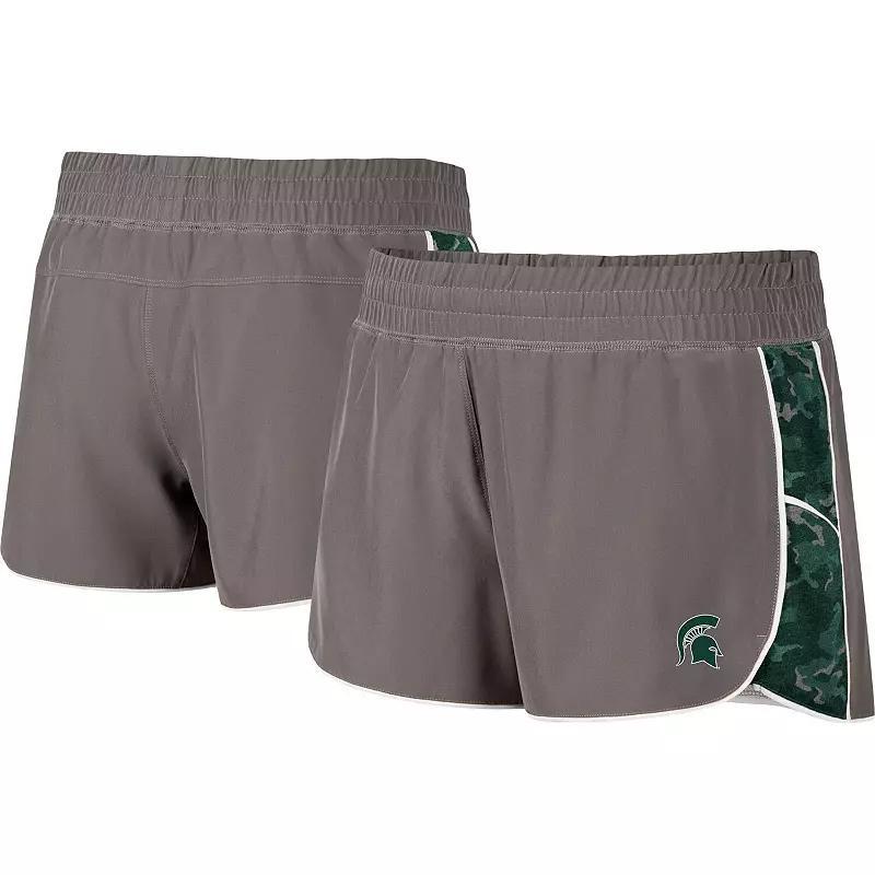 Women's Colosseum Gray/Green Michigan State Spartans Pamela Lined Shorts, Size: Large, Grey Product Image