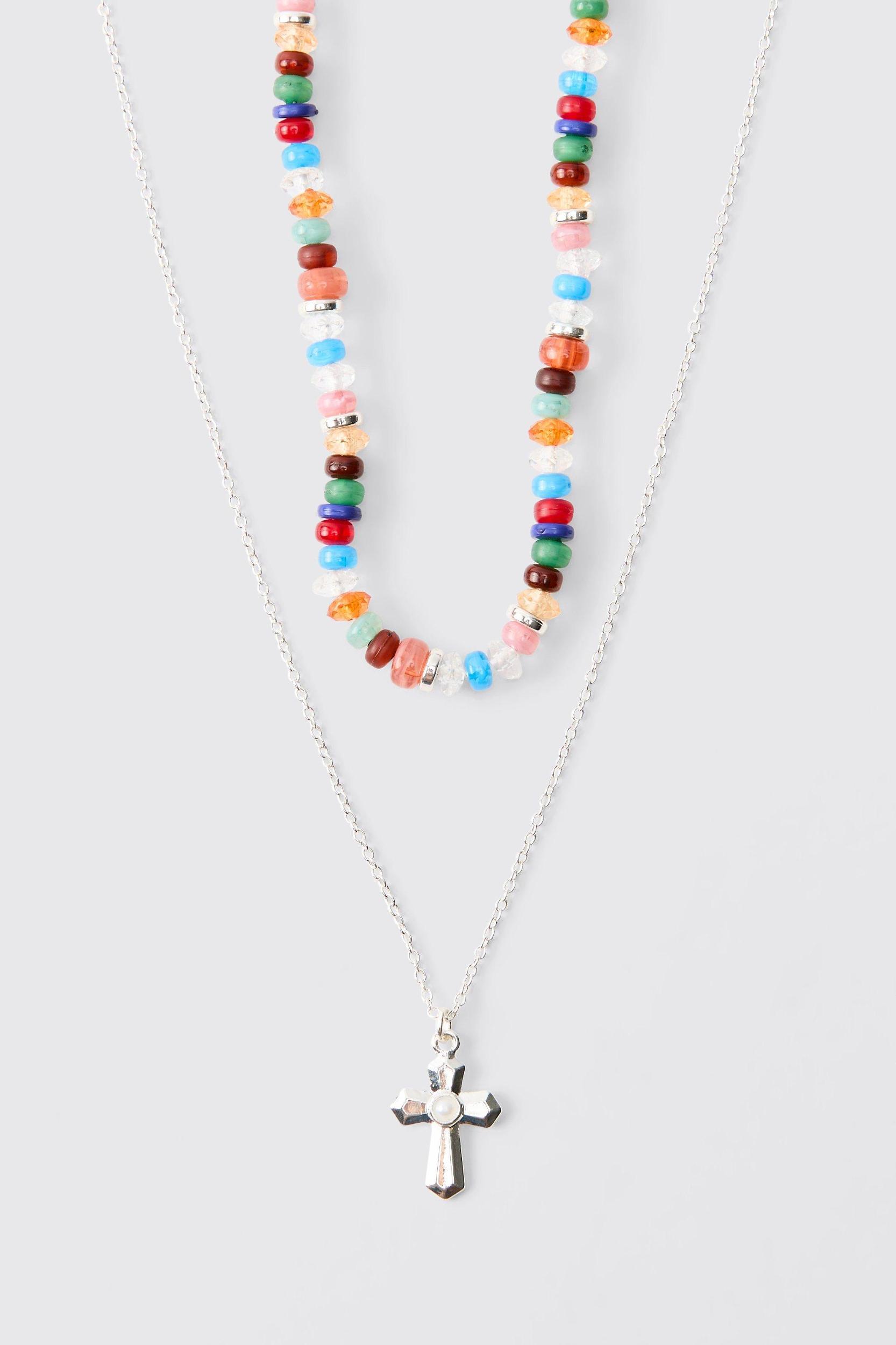 Layered Bead Necklace | boohooMAN USA Product Image