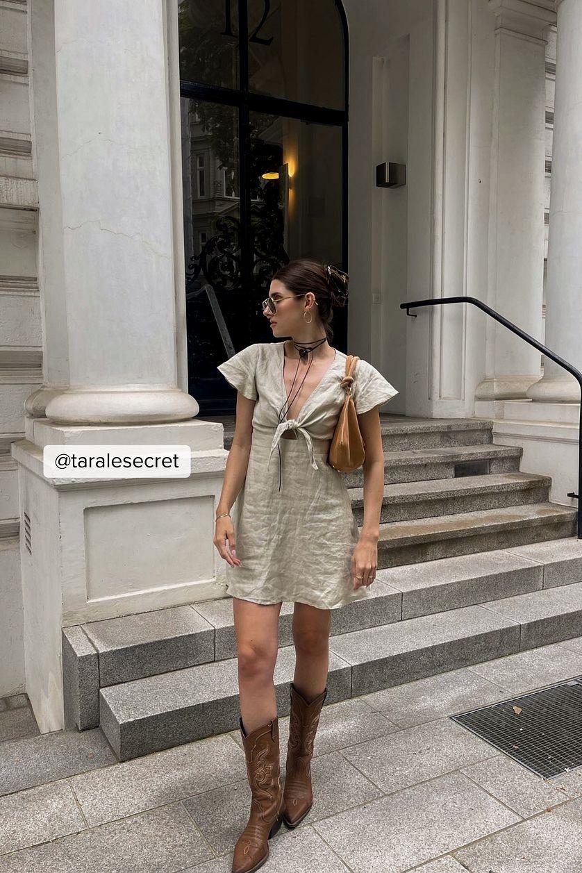 Tie Front Linen Dress Product Image
