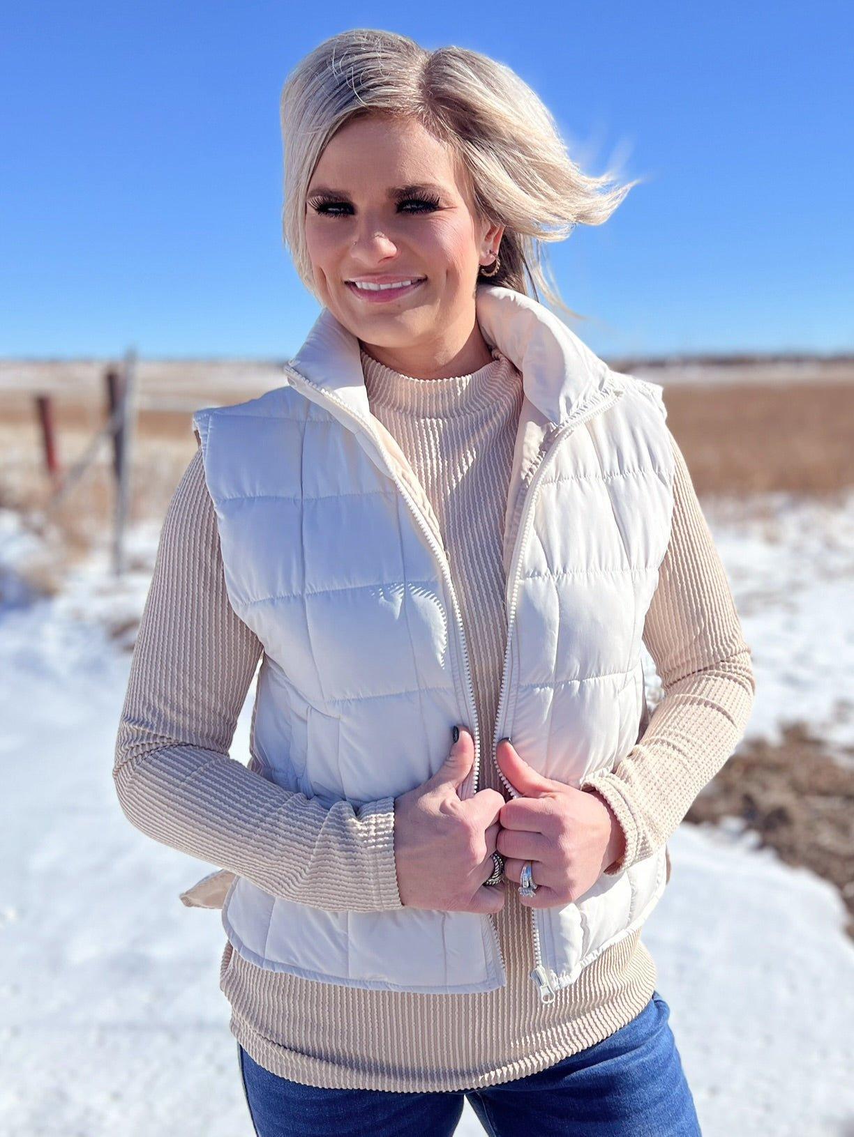 Solid Quilted Puff Zip Up Vest - 2 Colors Product Image