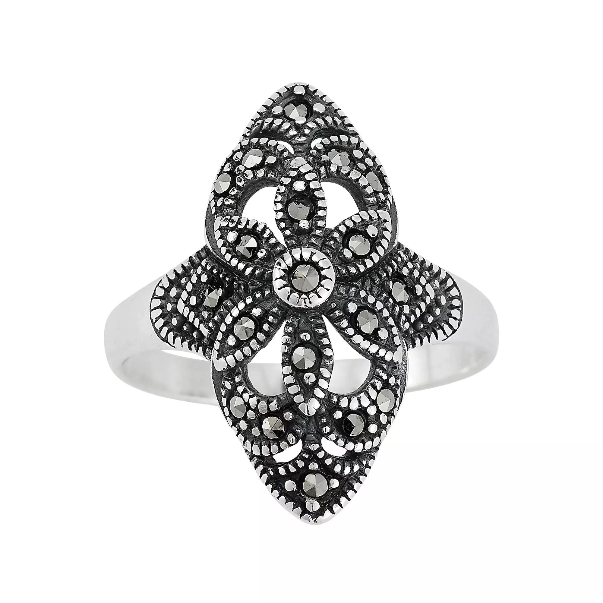 Sunkissed Sterling Sterling Silver Oxidized Cubic Zirconia Bold Flower Ring, Women's, Size: 6, Silver Tone Product Image