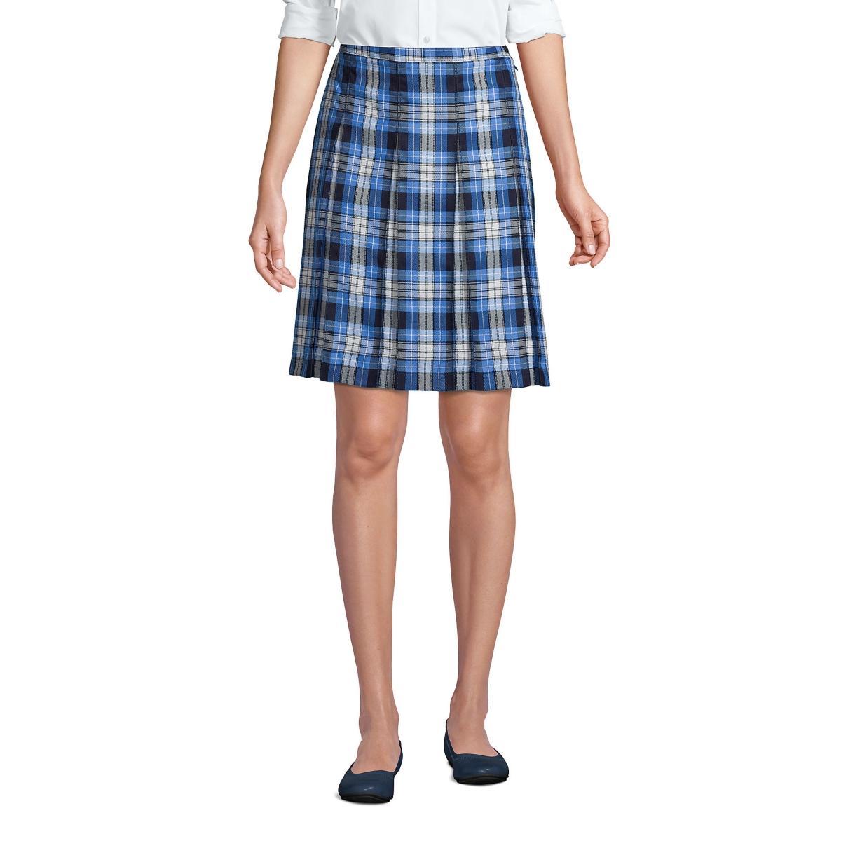 Womens Lands End School Uniform Plaid Box Pleat Skirt Product Image