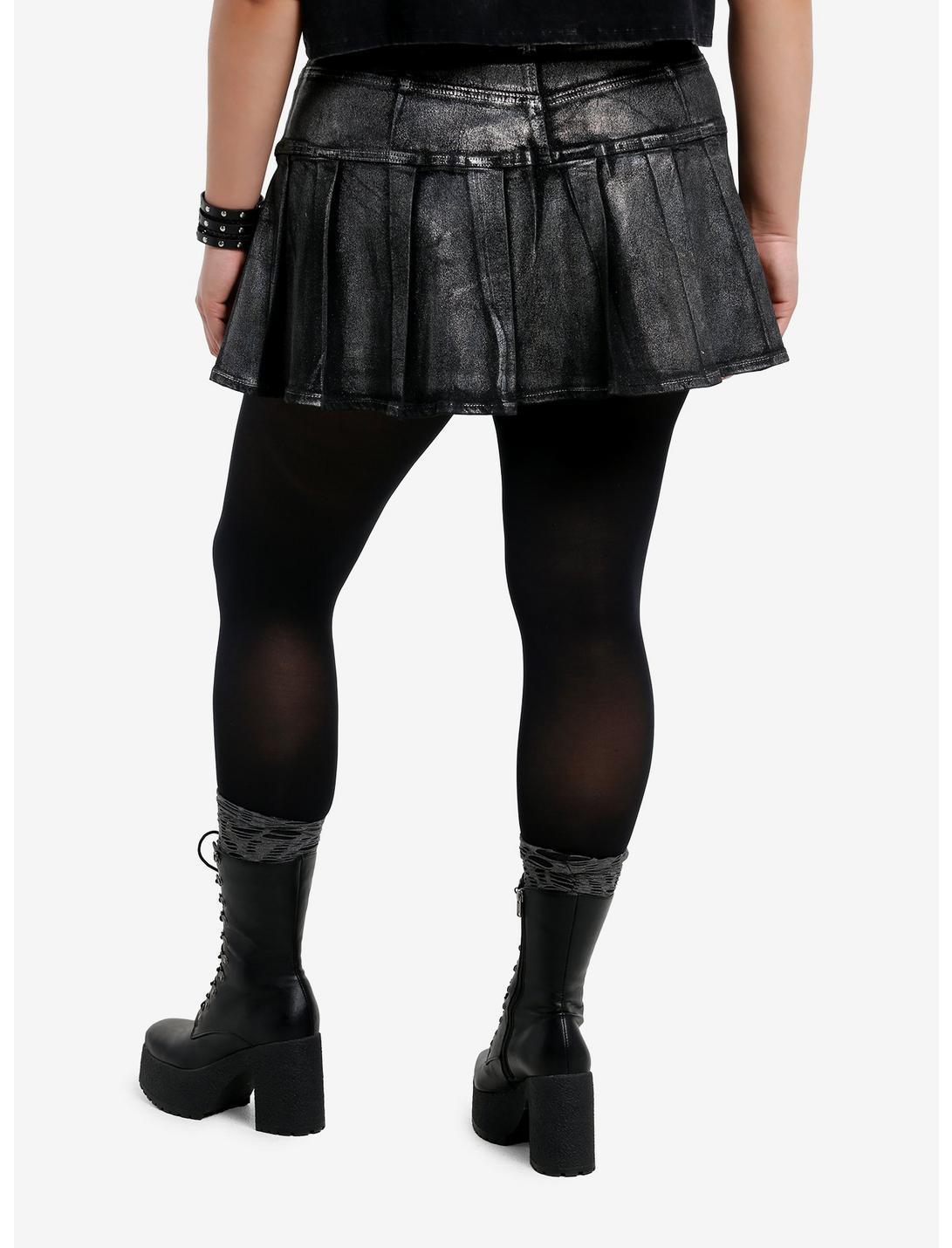 Cosmic Aura Space Foil Pleated Mini Skirt Plus Size Product Image