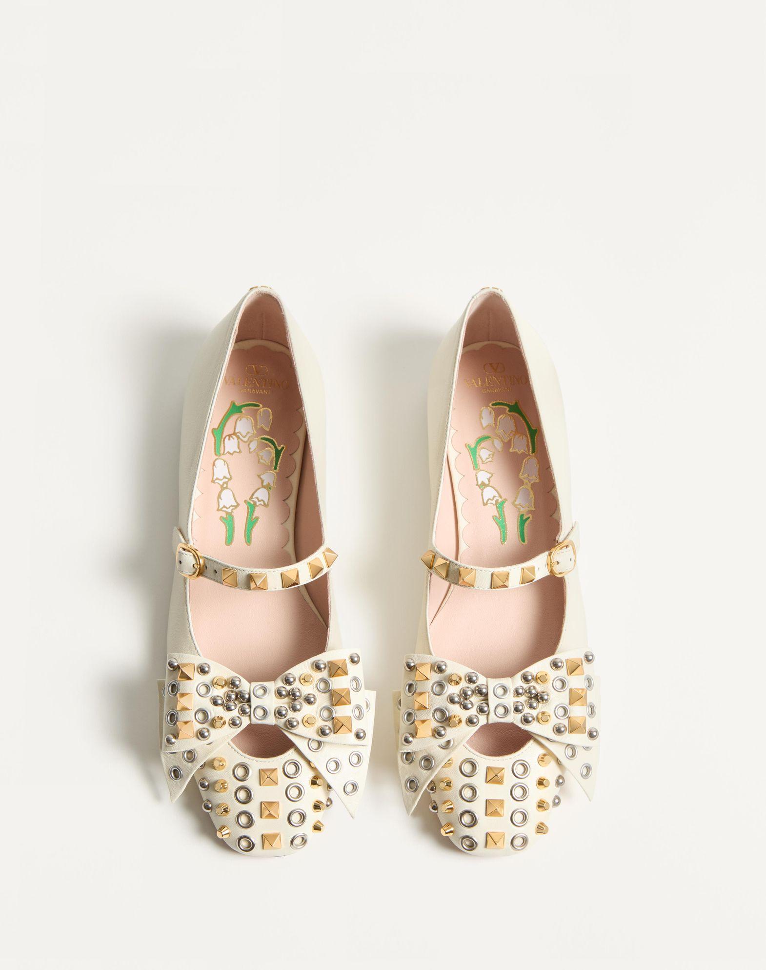 Mary-Jane Bowow Ballerina In Kidskin With Studs Product Image
