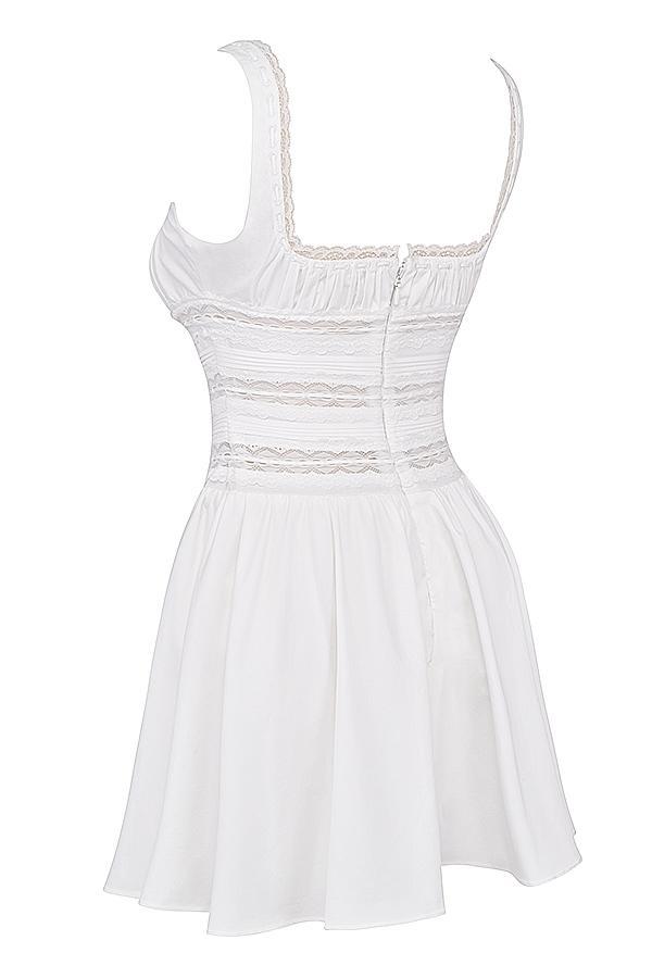Tiffani  white lace trim mini dress - sale Product Image