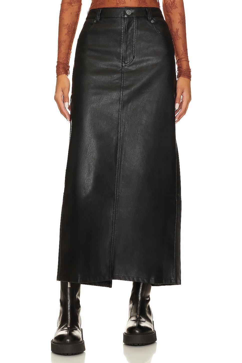 x We The Free City Slicker Faux Leather Maxi Skirt In Black Free People Product Image
