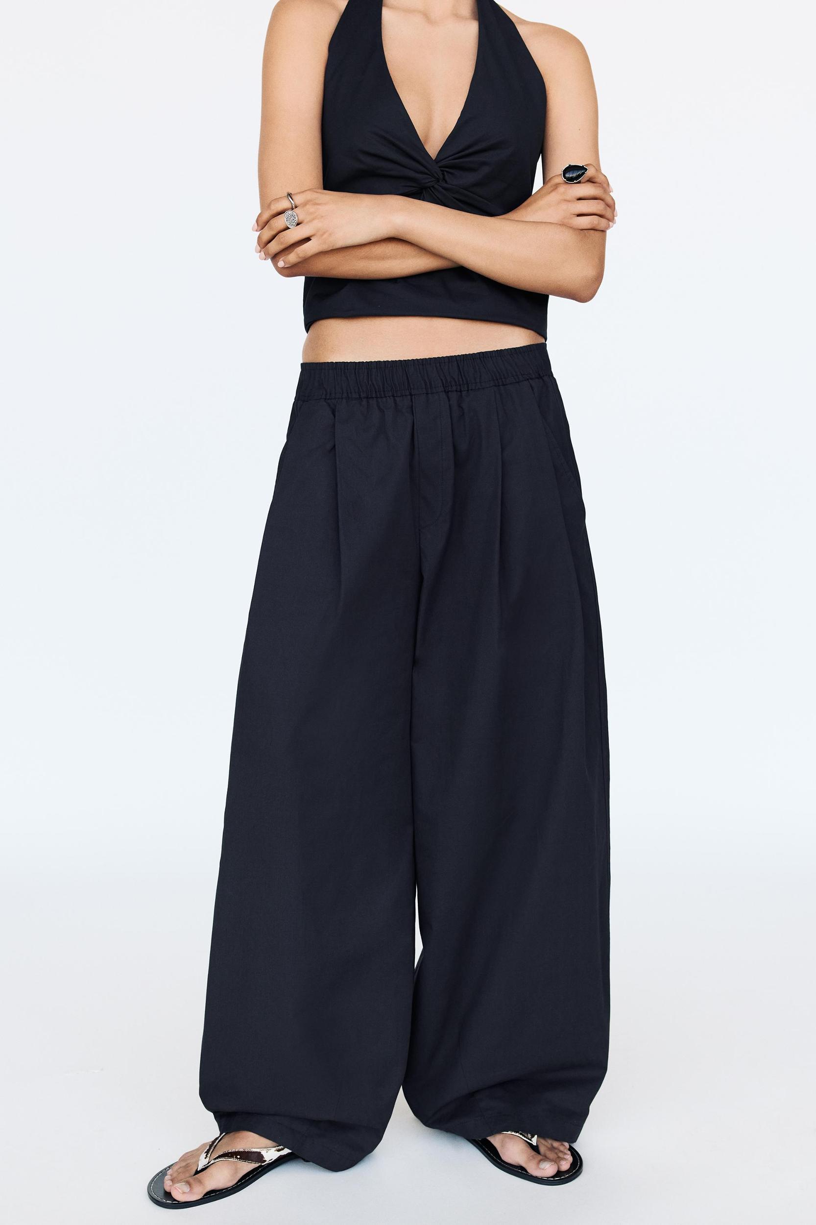 Barrel pants with elastic waistband Product Image