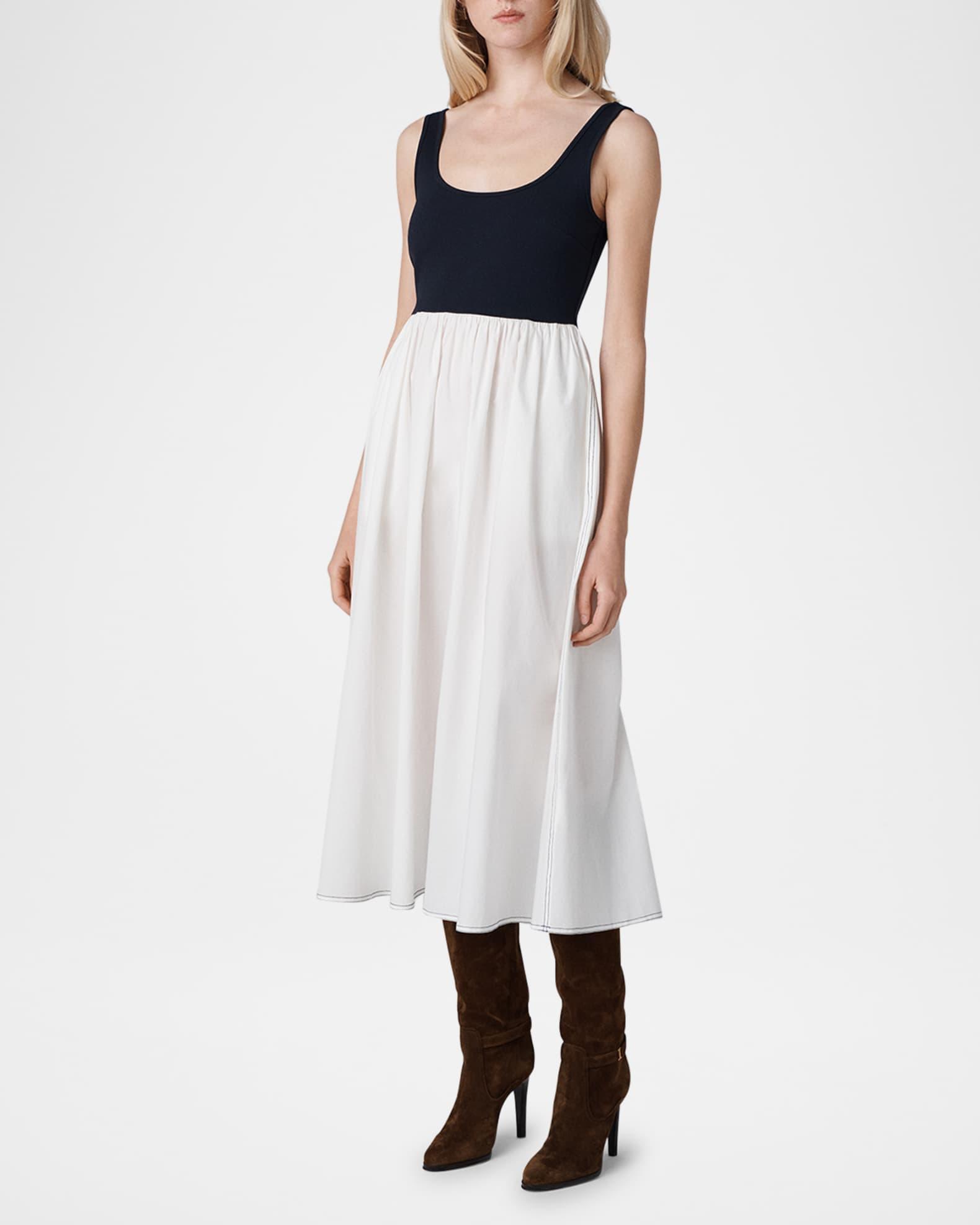 Selena Sleeveless Mixed Media Midi Dress Product Image