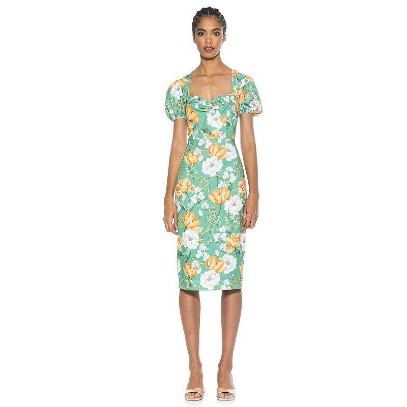 Women's ALEXIA ADMOR Micaela Puff Sleeve Sweetheart Sheath Dress, Size: Small, Ivory Polka Dot Product Image