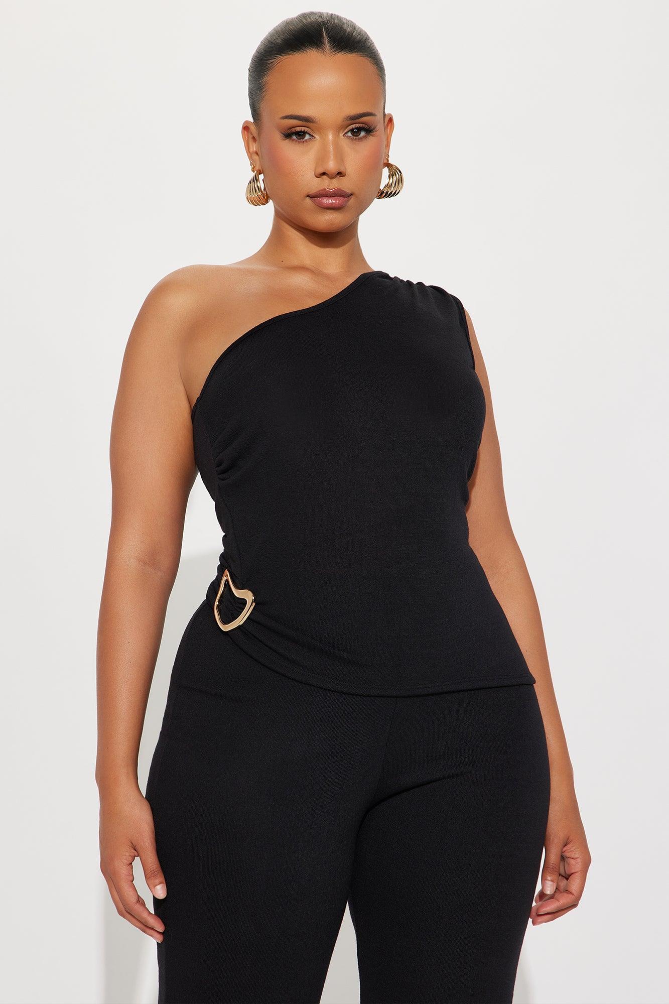 Stella One Shoulder Pant Set - Black Product Image