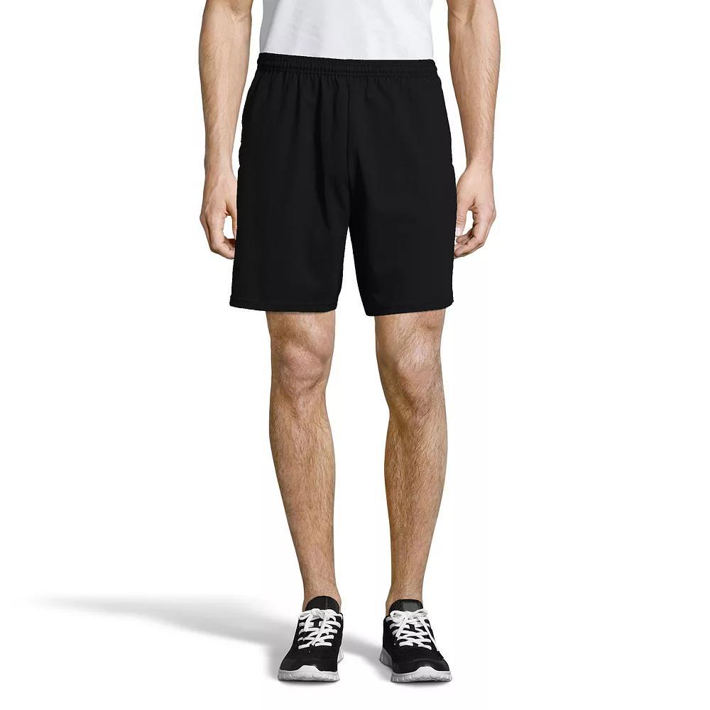 Mens Hanes ComfortSoft Jersey Pocket Shorts Grey Heather Product Image