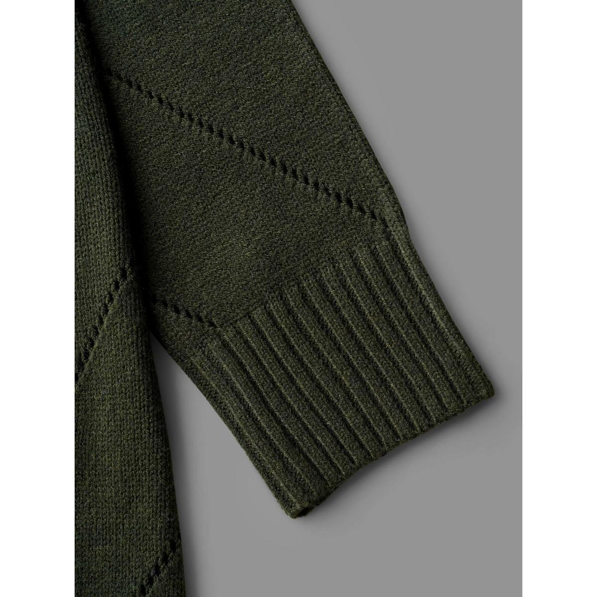 Plus Size Cable Knit Open-Front Pocket Knit Cardigan ArmyGreen Women Casual Loose Long Sleeve Everyday Cardigans BloomChic 14-16/1X Product Image