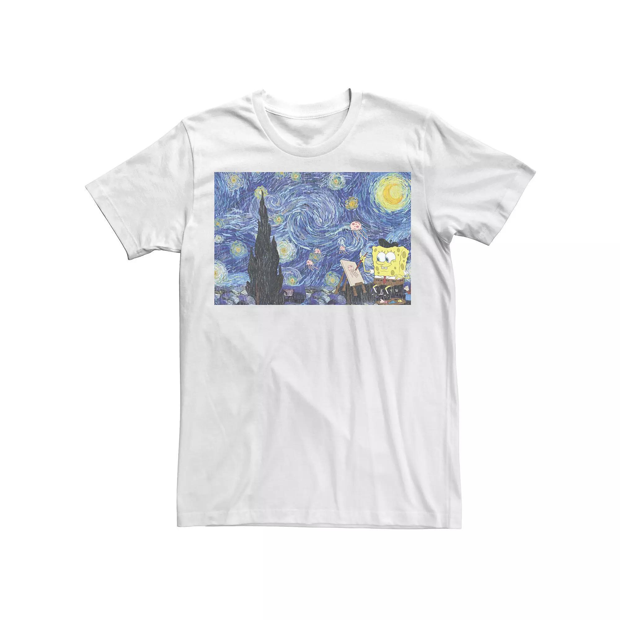 Men's Nickelodeon SpongeBob SquarePants Starry Night Painting Tee, Size: Medium, White Product Image