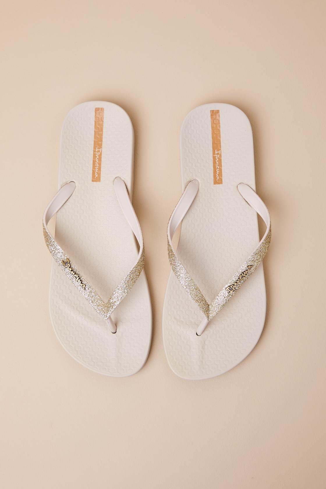 Ana Sparkle Beige Flip Flops Product Image