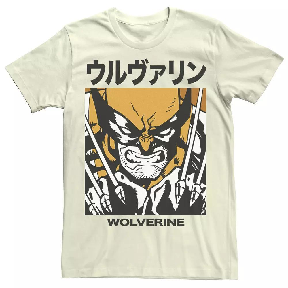 Men's Marvel X-Men Wolverine Kanji Blades Pose Tee, Size: Medium, Natural Product Image