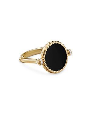Womens DY Elements Swivel Ring in 18K Yellow Gold with Black Onyx Reversible to Mother of Pearl and Pav Diamonds Product Image