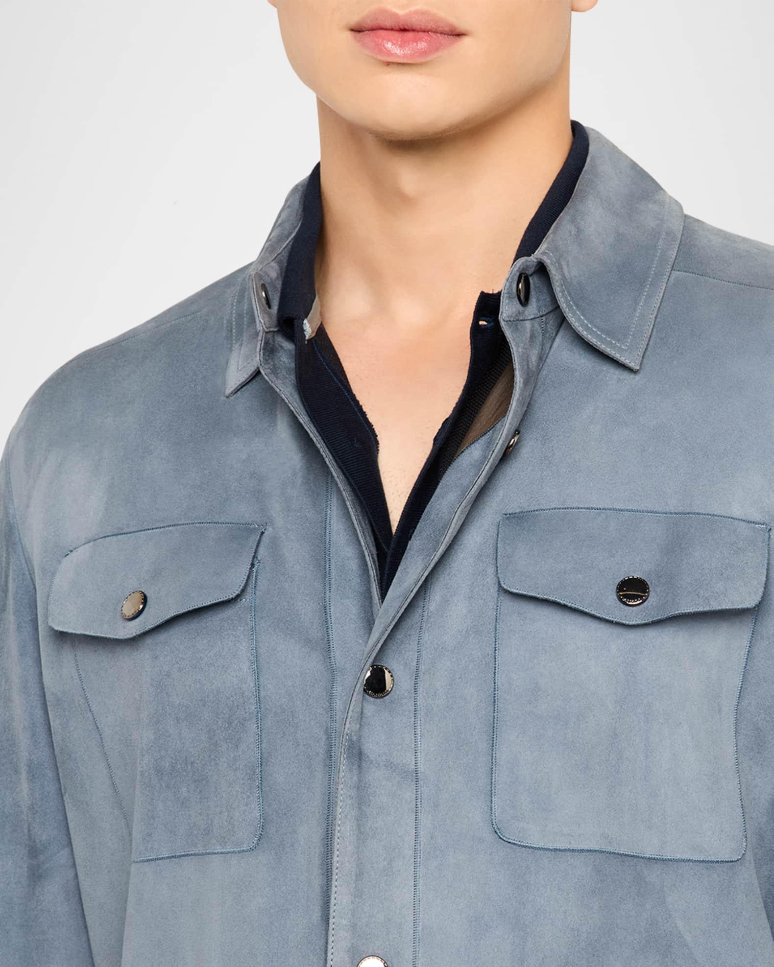 Men's Nuvola Suede Snap-Front Overshirt Product Image