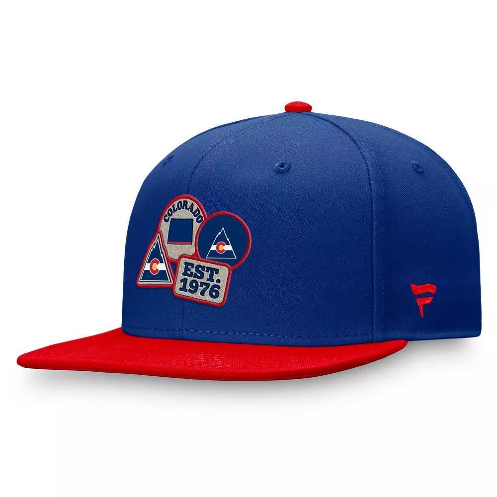Men's Fanatics  Blue/Red CO Rockies Heritage Patches Fitted Hat, Size: 7 3/8, Nhl Blue Product Image